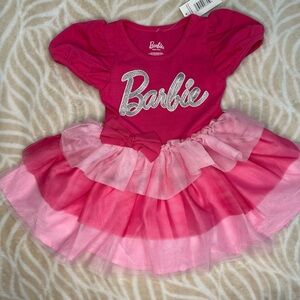 Barbie Pink and Silver Casual Kids Dress